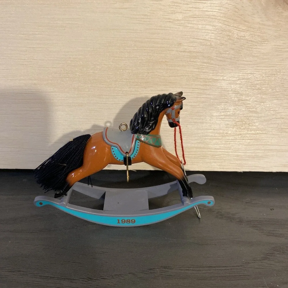 Hallmark Keepsake Ornament 1989 ROCKING HORSE #9 in Series Brown Horse